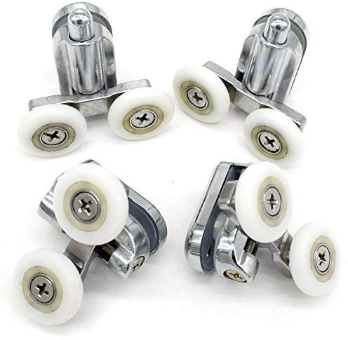 Duschtür-Befestigungsteilen, Chrom, 2 x oben und 2 x unten – passend für Glas 4–6 mm, silber (23mm)