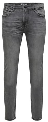 Only & Sons Skinny fit Jeans ONSWARP Low Rise Skinny Fit Jeans Grey Denim 34 34 Grey Denim