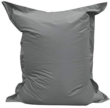 chilly pilley Sitzsack L XL XXL Bodenkissen Beanbag Styropor Füllung Riesensitzsack Sitzkissen Gartenkissen zum Liegen und Sitzen Wasserdicht Wasserabweisend (180x140, Grau)