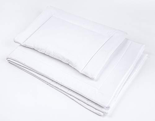 LOOLAY® 2 TLG BETTSET Füllung: Bettdecke 100x135 cm + Kissen 40x60 cm für Kinderbett. Farbe: WEIß