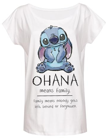 Lilo & Stitch Ohana Means Family Damen Loose-Shirt Weiss, Größe:L