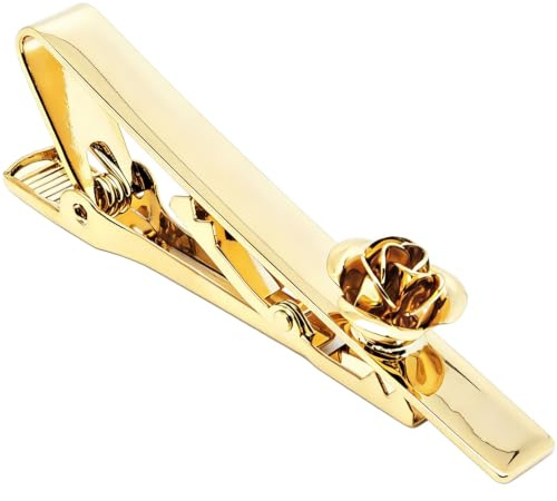 Jonwo Rose Blume 5.7cm Krawattenklammern für Herren In Geschenkbox | Herren Krawattenklammer für normale Krawatten Business Jubiläum Hochzeit Party Büro formelle alltägliche Anlässe Festkleid