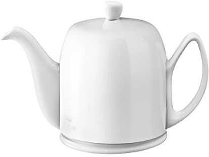 Guy Degrenne Salam Monochrome Théière 6 Tasses Corps Blanc Cloche Blanche | Théière 6 tasses (100 cl) en porcelaine blanche, cloche blanche en acier doublée de feutrine, résiste aux chocs et aux taches