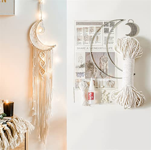 BDXMKS DIY makramé gobeläng set stjärna måne drömfångare gör-det-själv kit hängande dekoration väggdekoration bohemisk barn flicka rum dekoration makramé sladd (färg: 228GT029)