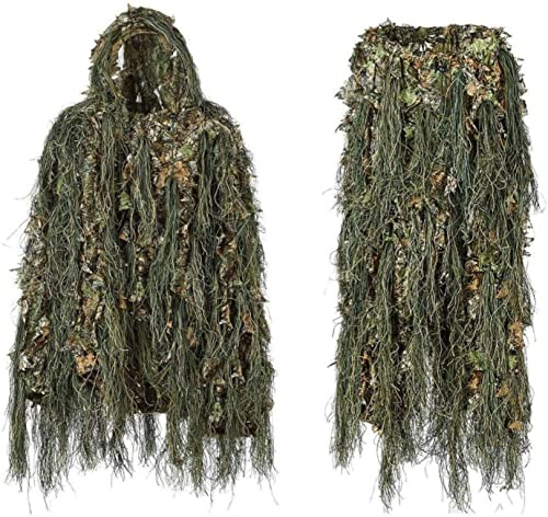 Camuflaje Capa Francotirador, Traje Trajes De Camuflaje Invisible Francotirador 3D Conjunto del Cabo del Ejército Capa Francotirador para Selva Caza Airsoft Silvestre