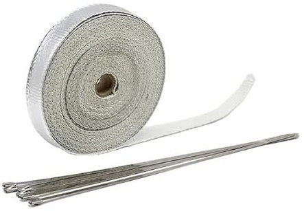 Hitzeschutzband Motorrad Auspuff Thermischer Auspuff 2,5 cm * 5 m Auspuff Wärmeband Wrap Rohr Wrap Shields Krümmer Header Isolationsrolle Auspuff Hitzeschutzband (Color : 2.5x5m Silver)