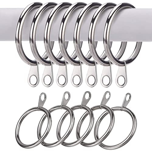 Stadux Curtain Rings Pack of 20 Rust-Resistant Metal Curtain Pole Rings Inner Diameter 30mm Used with Standard Rods for Window Curtains, Shower Curtains, Traverse Rods and Decorative Drapery - Silver