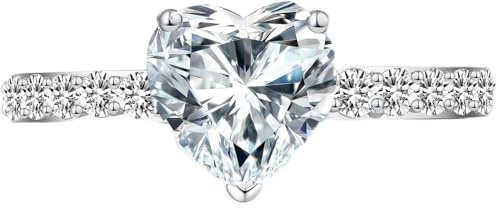 jiamiaoi Weißgold Ring Damen Ring Silber 925 Herz Ringe Silber Frauen Diamant Ring Herz Verlobungsring Ehering für Braut Silber Ringe Damen 57 Zirkonia Ring Silber Verlobungsring