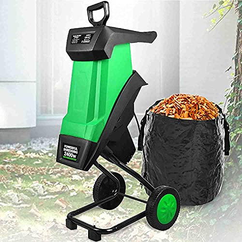Electric Shredder,2400W Multifunctional Leaf Branch Shredder,Garden Tool Wood Chipper(2 Reversible Blades Made of Special Steel, Large Funnel Opening, Motor Circuit Breaker)