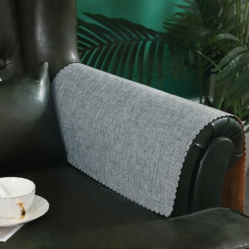Hittun Sofa Arm Cover,Non Slip Couch Arm Cover Washable Recliner Chair Armrest Covers Protectors Set of 2 Wavy Border Armrest Covers for Sofa (18 x24, Grey)