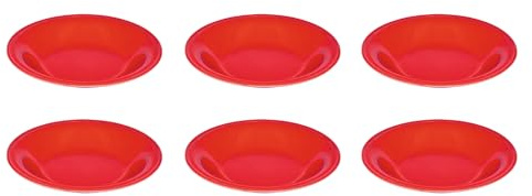 Dekorah 6 platos hondos pequeños rojos, ideales para niños, escuelas, guarderías, melamina, lavables fácilmente. Plato hondo ideal para Navidad