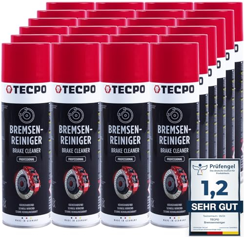 TECPO Bremsenreiniger 24x 500ml Universal Teilereiniger 360° Ventil Power Brake Cleaner Acetonfrei Reiniger Entfetter Korrosionsschutz
