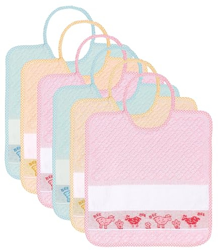 EMMEBi Bavaglini Asilo con Elastico in Spugna di Cotone, Tela Aida da Ricamare, Made in Italy, Bavaglini Bambini Assorbenti e Personalizzabili (Rosa 33x28)