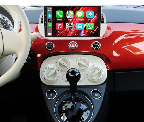 SIXWIN 2+64G Android 13 FIAT Autoradio con CarPlay/Android/Mirror Link per FIAT 500 2007-2015, 9 TouchScreen Schermo Navigatore WiFi RDS FM USB Bluetooth+AHD Retrocamera