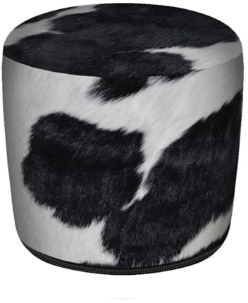 Bertoni Pouf rond pour balcon et jardin - Codura - Résistant aux intempéries - 40 x 40 cm - Pour l'extérieur et l'intérieur - Avec housse amovible - Lavable - Vache