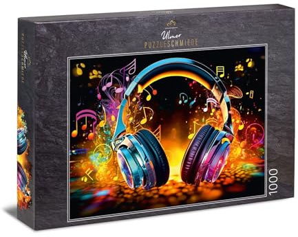 Puzzle 1000 Teile Magic Music - Musik Kopfhörer Farb-Effekte | Musik und Farben verschmelzen zu einem kreativen Kunstmotiv - Puzzle-Qualität made in Germany - Ulmer Puzzleschmiede