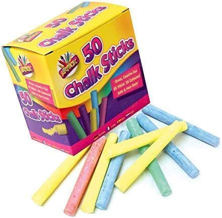 50Pcs Coloured & White Chalk Sticks for Black Board Art & Craft School Office Restaurant Bar Specials Menu (1 Pack)