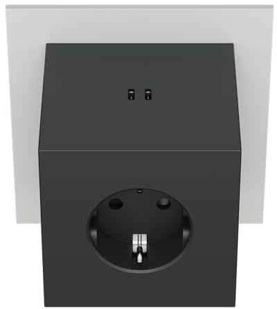 Avolt Square 2 Steckdosenleiste mit USB-C – Design Steckdosenwürfel mit 3-Steckdosen & 2 USB-C Ports (30W) – Mehrfachsteckdose für Büro & Zuhause – In Mehreren Farben Erhältlich (Schwarz)