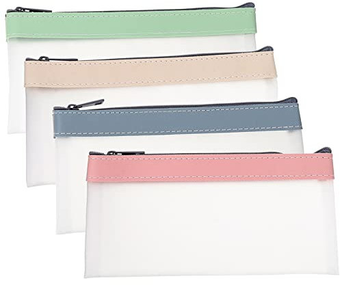 OFFSCH 4stücke Teiliges Transparenter Federmäppchen Wasserdichte Waschbare Stifteetuis Mit Reißverschluss Für Schule Büro Und Kosmetik Vielseitige Aufbewahrungstaschen Bunten Farben