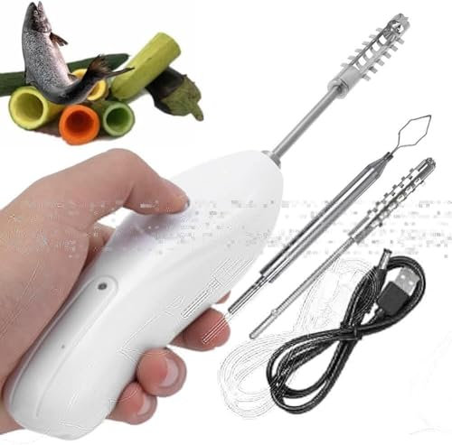 Entkernungswerkzeuge, tragbarer Gemüseentkerner, kabelloser Zucchini-Entkerner, elektrische Schabewaage, Schuppenschaber mit 2 Schneidköpfen, wiederaufladbarer Obst-Grabentkerner aus Edelstahl