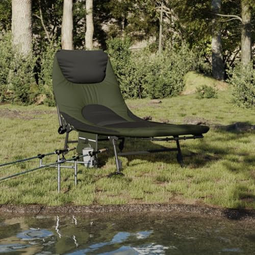 Gecheer Angelliege Angelliegen Campingliege mit Verstellbaren Schlammbeinen Klappbar Bedchair Gartenliege Liege Gästebett Campingliege Grün