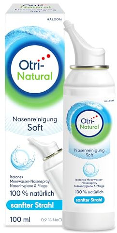 OtriNatural Nasenreinigung Soft, Nasenspülung, 100 % natürlich, Meerwasser Nasenspray, reinigt & spült Nasenhöhlen, Nasenspray, aus der Otriven-Familie, 0,9 % Natriumchlorid, 100 ml