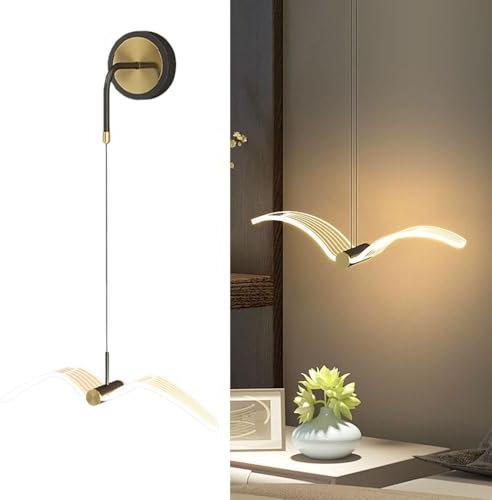 Jadssox Applique da Parete a Forma di Uccello Marino Lampada da Parete a Sospensione nordica Lampada da Parete a LED con Montaggio a Parete, Applique a Forma di Gabbiano Illuminazione da Parete
