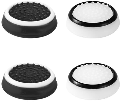 4Pcs Performance Grips Caps, Silicone Thumb Stick Gamepad Cover, Joystick Grips Analog Accessories for PS5 PS4 Xbox Series X/S Xbox One Switch Pro Controller (2 Black + 2 White)
