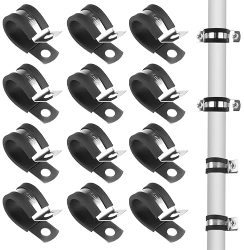 12 Pezzi Fascette Stringitubo per tubi con gomma, 16mm Morsetti Per Tubi A U In Acciaio Inox, U-Fascette Stringitubo Acciaio, Fascette Per Tubi, Collari Per Tubi, Per Tubo Del Gas, Cavi