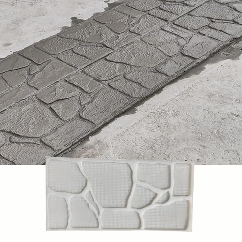 Moldes Hormigon Impreso, Molde Patrón de Piedra de Imitación Sello, Molde de Impresión de Cemento, 60 x 30 CM, Alfombra de Estampado para Hormigón