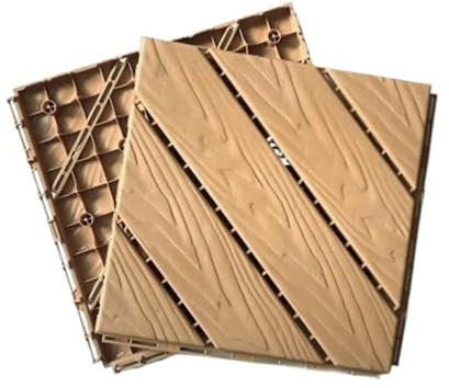 UBOHUZ Dalles De Terrasse en Composite Lot de 35 Dalles de terrasse en Plastique Composite, résistantes à la Rouille, à l'eau et aux intempéries, for Jardin (30,5 x 30,5 cm).(Wood Color)