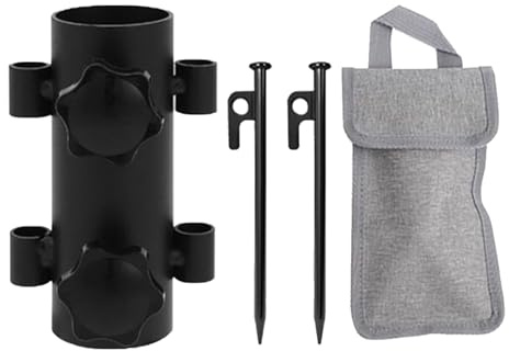 Soporte para caña de Tienda – Estabilizador de Postes de Tienda de campaña con 2 Clavos de Tierra, Soporte de Acero Inoxidable para al Aire Libre, Senderismo