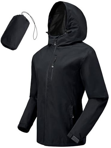 Tyhengta Rain Jacket Women Waterproof Packable Lightweight Raincoat Hooded Outdoor Walking Hiking Jackets with Zip Pockets