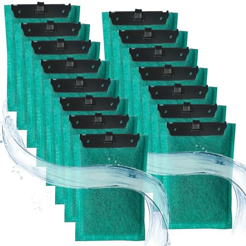 15 Stück Aquarium Filterkartusche für Tetra EasyCrystal Filter 250/300 | Filterpads für Tetra EasyCrystal 250/300, Ersatz Filterpads mit Aktivkohle und Zeolithe für Filter Aquarium(Grün)