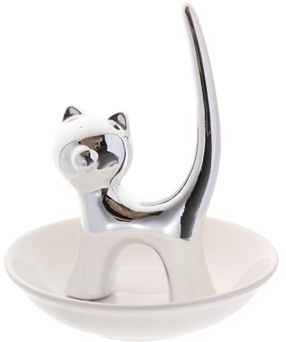 FOMIYES Cat Jewelry Dish Ceramic Trinket Tray Jewelry Storage Plate for Home and Shop Display Earrings Necklaces Rings