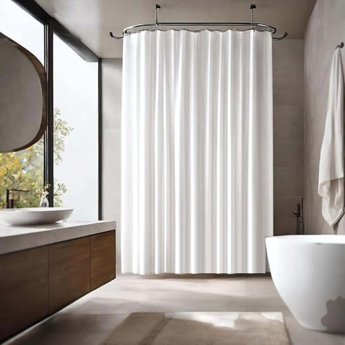 UUDIHO Wasserdichter Duschvorhang aus Leinen, schimmelresistent, waschbar, für Badezimmer, Vorhänge mit Haken für Badewanne, Duschvorhänge, 90 x 220 cm (B x H)