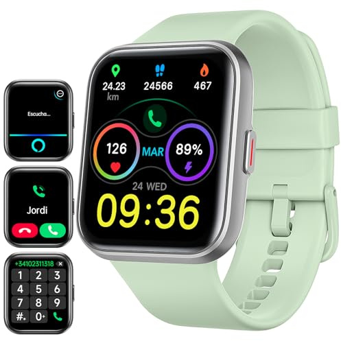 Smartwatch Herren Damen, 1,8 AMOLED-Display Smart Watch mit Telefonfunktion Alexa, Fitnessuhr mit Herzfrequenz Schlaf SpO2 Schrittzähler 110 Sportmodi IP68 Wasserdichte, Sportuhr für iOS Android