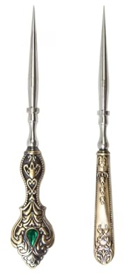 2 Pieces Vintage Sewing Awls Tailors Awl Metal Stitching Awl Ergonomic Grip For Hand Stitching Leather Sewing Comfortable Grip Handle