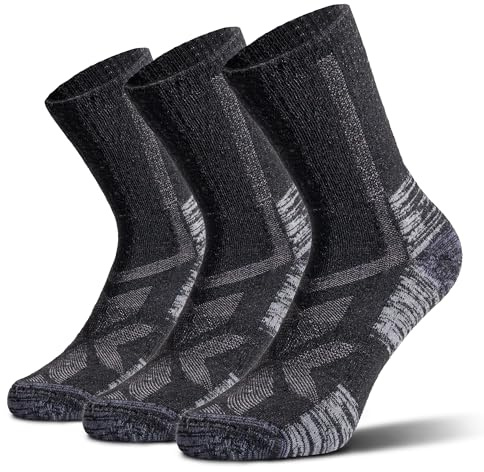 NORDIC Socks Merinoull Lätta Vandringsstrumpor för Damer & Herrar, 3-Pack, Unisex, Mot Blåsor, Fukttransporterande (DE/NL/SE/PL, Alfa, M, Regelbunden, Regelbunden, Svart)