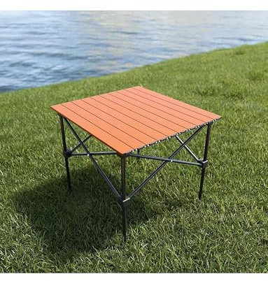 Tragbarer Aluminium-Klapptisch mit Tragetasche für Terrasse und Strand, 53 x 52 x 50 cm, leicht, kompakt, Outdoor-Essen, Picknick, Camping-Zubehör