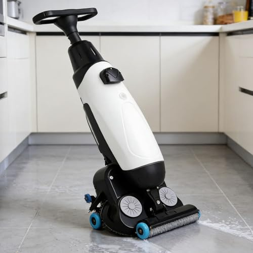 ZXSYYDS Lavadora de Pisos inalámbrica, fregadora-Secadora Manual, rotación de 360°, 13000 pies Cuadrados/h, cepillos Dobles rotativos para restaurantes. Oficinas y centros comerciales White