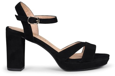 miMaO. Sandalias de Fiesta Cómodas en Piel con tacón y Plataforma. con Plantilla de Gel. Diseñado y Fabricado en España