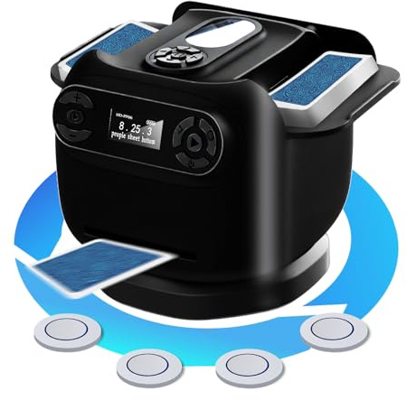 2026 Automatic Card Shuffler and Dealer Machine, 2-in-1 Smart 360°Rotating Card Dealer and Shuffler Machine, Super Quiet, Safer, Various Card Games for Home and Club-Black
