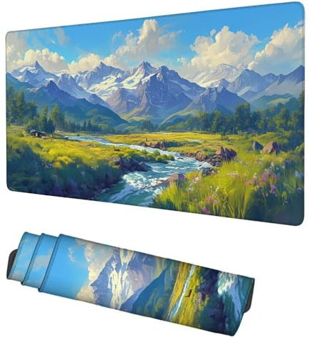Alfombrilla Ratón Montañas Nevadas Mouse Pad 1200x600x3mm Alfombrilla Gaming Pastizales, Protector Escritorio, Accesorios Gaming, Mejora Precisión y Velocidad, para PC Gamer, Portátil, Oficina, f-446