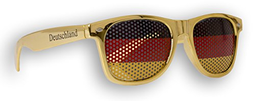Promo Trade WM Fanbrille - Deutschland gold Doppellogo - Sonnenbrille - Fan Artikel