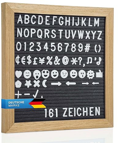 Buchstabenbrett Letter Board aus Holz 27 cm - Rillentaffel Buchstabentafel Felt Memoboard