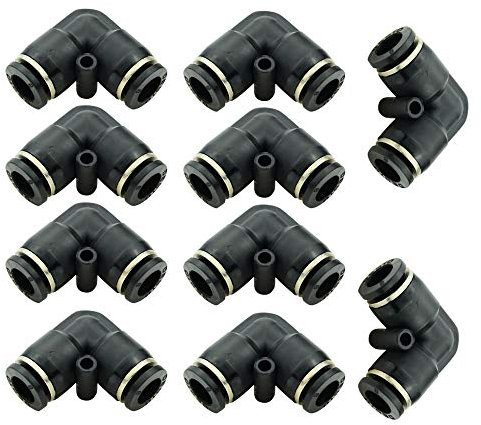 Beduan Push to Connect Fitting Elbow, 10mm x 10mm Tube OD Pneumatic 90° Degree Adapter Push in Fitting for Air Compressor （Pack of 10）