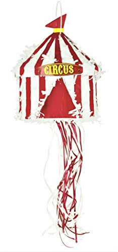 Party Pro Piñata Zirkuszelt Chapiteau Vintage Circus 35 cm - 1 Piñata - ca. 36 x 26 cm - Rot - Zirkus - Enfant - Spielzeug - TOYS_AND_GAMES
