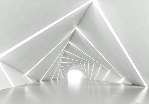 wandmotiv24 Fototapete 3D Effekt Geometrischer Tunnel, XXL 400 x 280 cm - 8 Teile, Wanddeko, Wandbild, Wandtapete, Abstrakt Weiß M5918