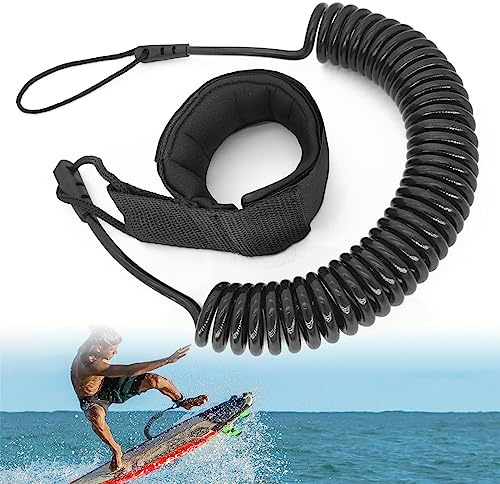 10 Piedi Laccio di Sicurezza da Surf,Spirale Leash SUP TPU,Leash Regolabile per Tavola da Surf Kayak,Tavolo da Paddle in Piedi